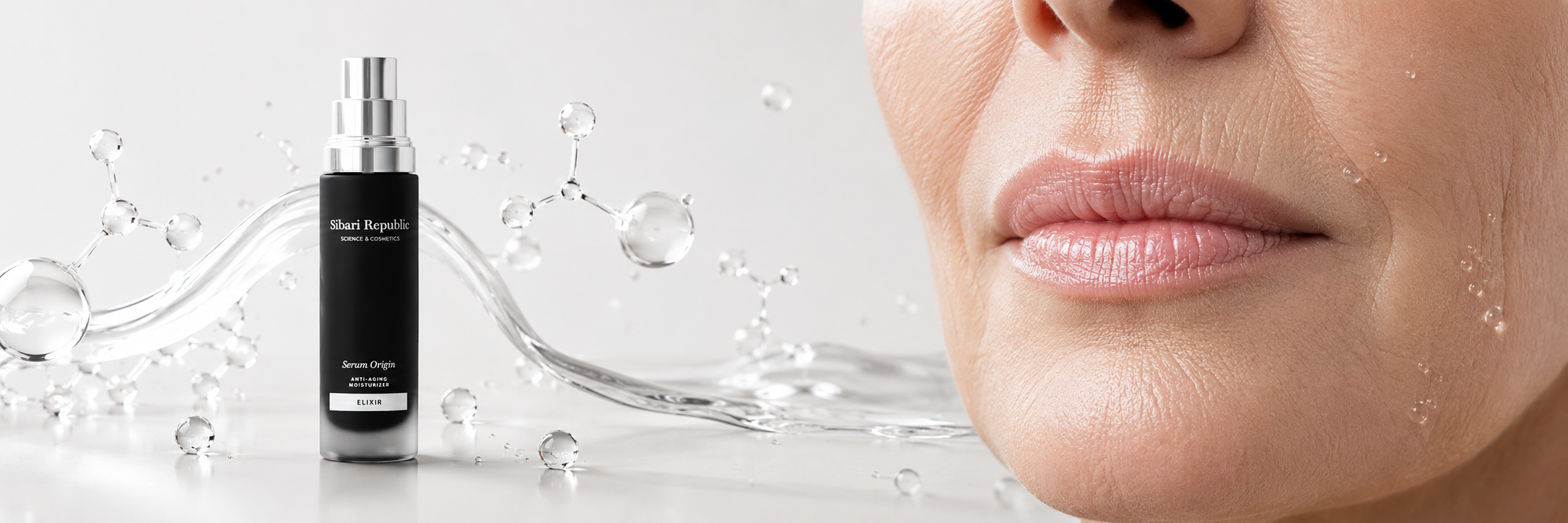 Tratamiento estético para reducir las arrugas del código de barras alrededor de los labios.